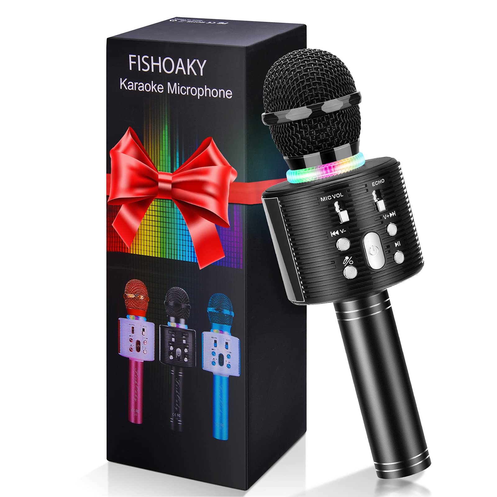 Wireless Karaoke Microphone, FISHOAKY Portable Bluetooth